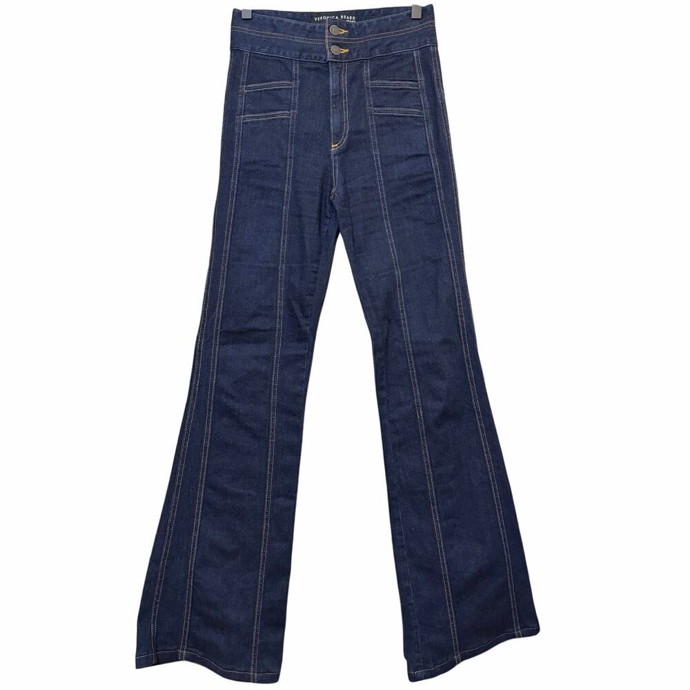Veronica Beard Farrah 10.5" Wide Leg Jeans J1700078DAR Dark Wash Size 24